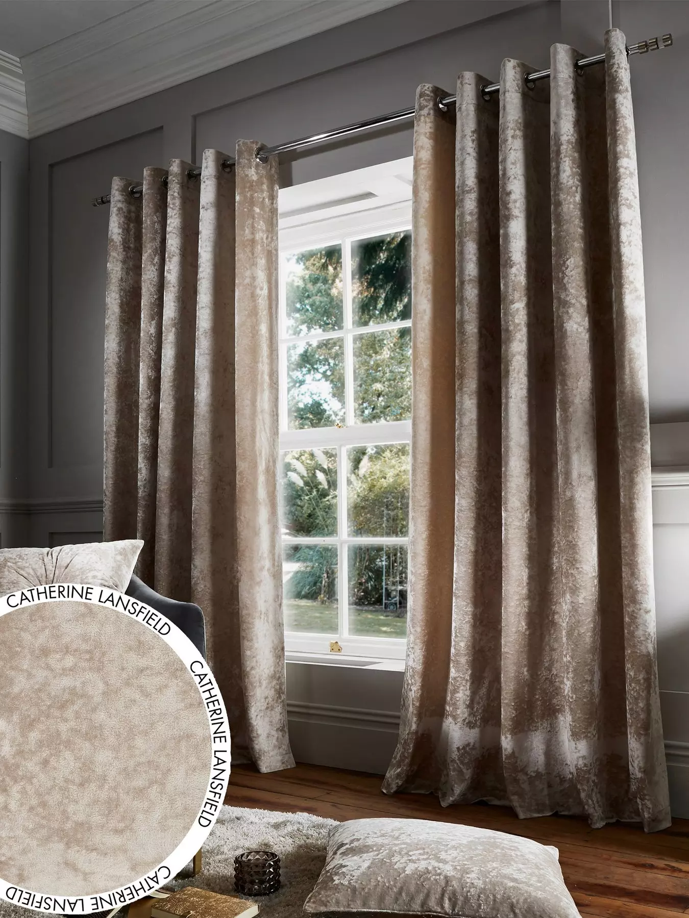 Very Home Thermal Velour Lined Eyelet Curtains