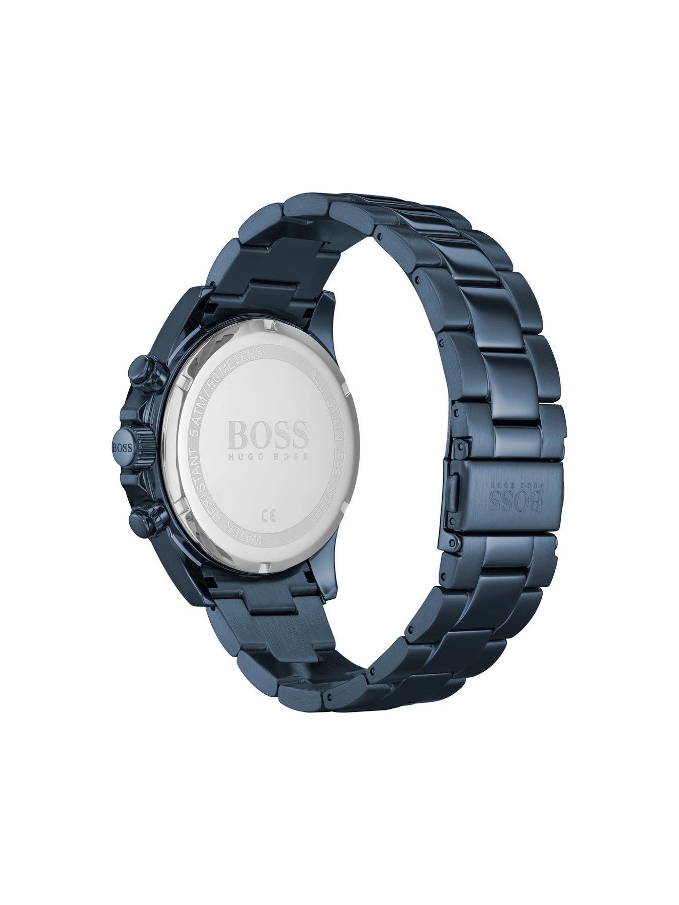 Boss hero sport lux blue sunray chronograph dial blue ip stainless steel bracelet mens watch new arrivals