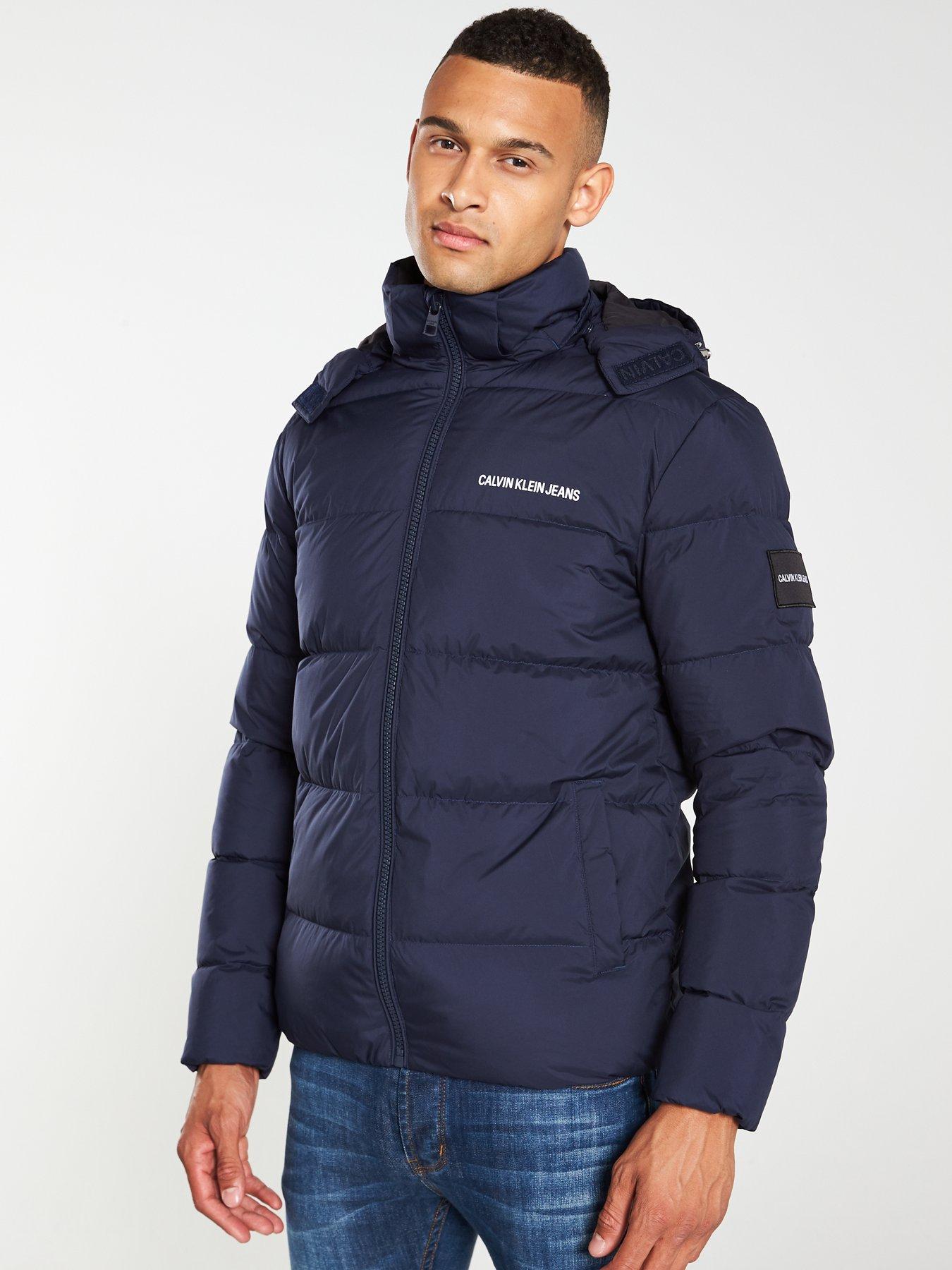 calvin klein quilted jacket with removable hood