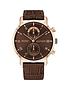  image of tommy-hilfiger-kane-brown-sunray-and-coronation-gold-detail-chronogrpah-dial-brown-leather-strap-mens-watch
