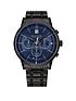 image of tommy-hilfiger-kyle-blue-sunray-chronograph-dial-black-ip-stainless-steel-bracelet-mens-watch