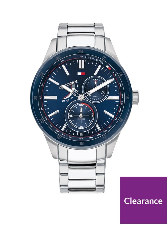 front image of tommy-hilfiger-austin-blue-and-silver-detail-multi-dial-ip-stainless-steel-bracelet-mens-watch