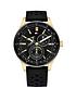  image of tommy-hilfiger-austin-black-and-gold-detail-multi-dial-black-silicone-strap-mens-watch