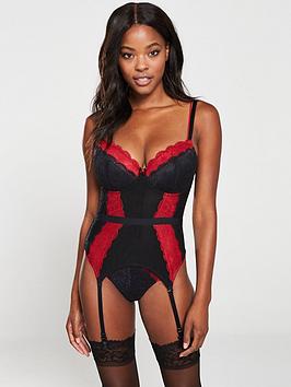 Pour Moi Pour Moi Allure Underwired Basque - Black Red Picture