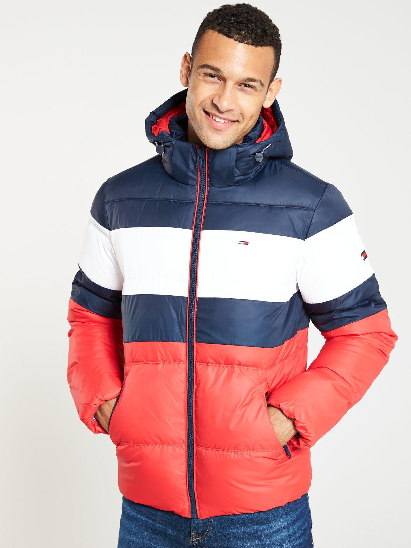 tommy jeans rugby stripe puffa jacket