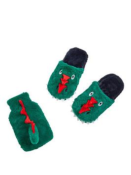 Very Dino Slippers And Hot Water Bottle Giftset 4-5 Picture