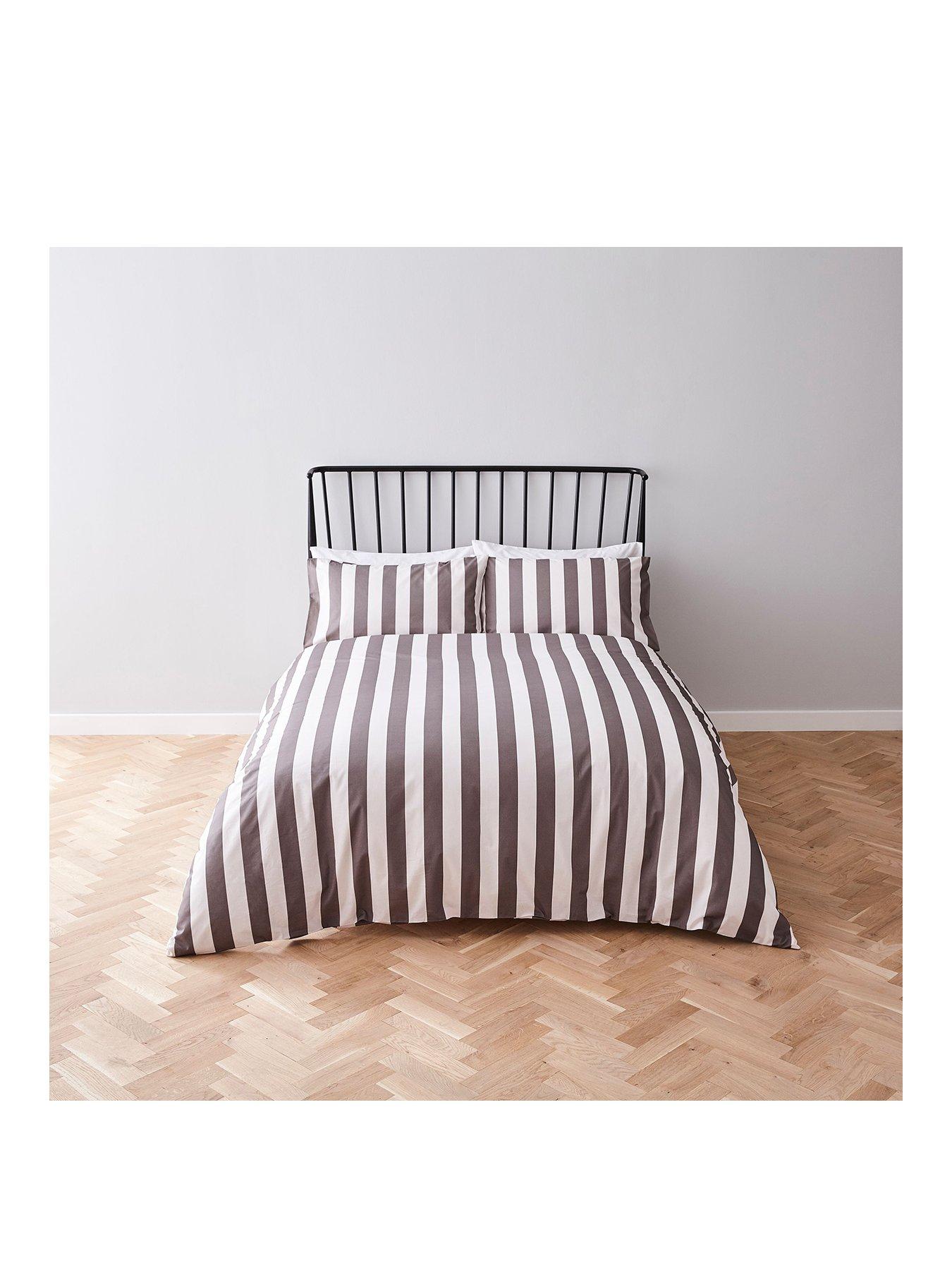 River Island Grey Stripe Print Duvet Cover Set Littlewoods Com