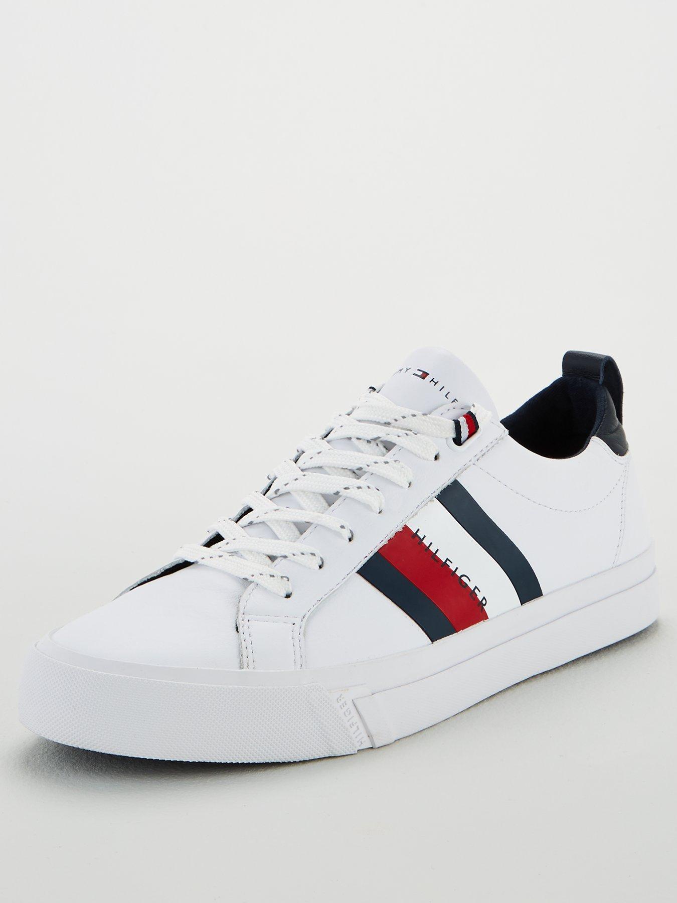 tommy hilfiger flag detail leather trainer