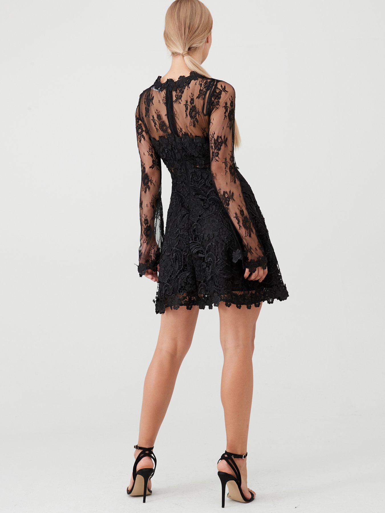 long sleeve lace skater dress