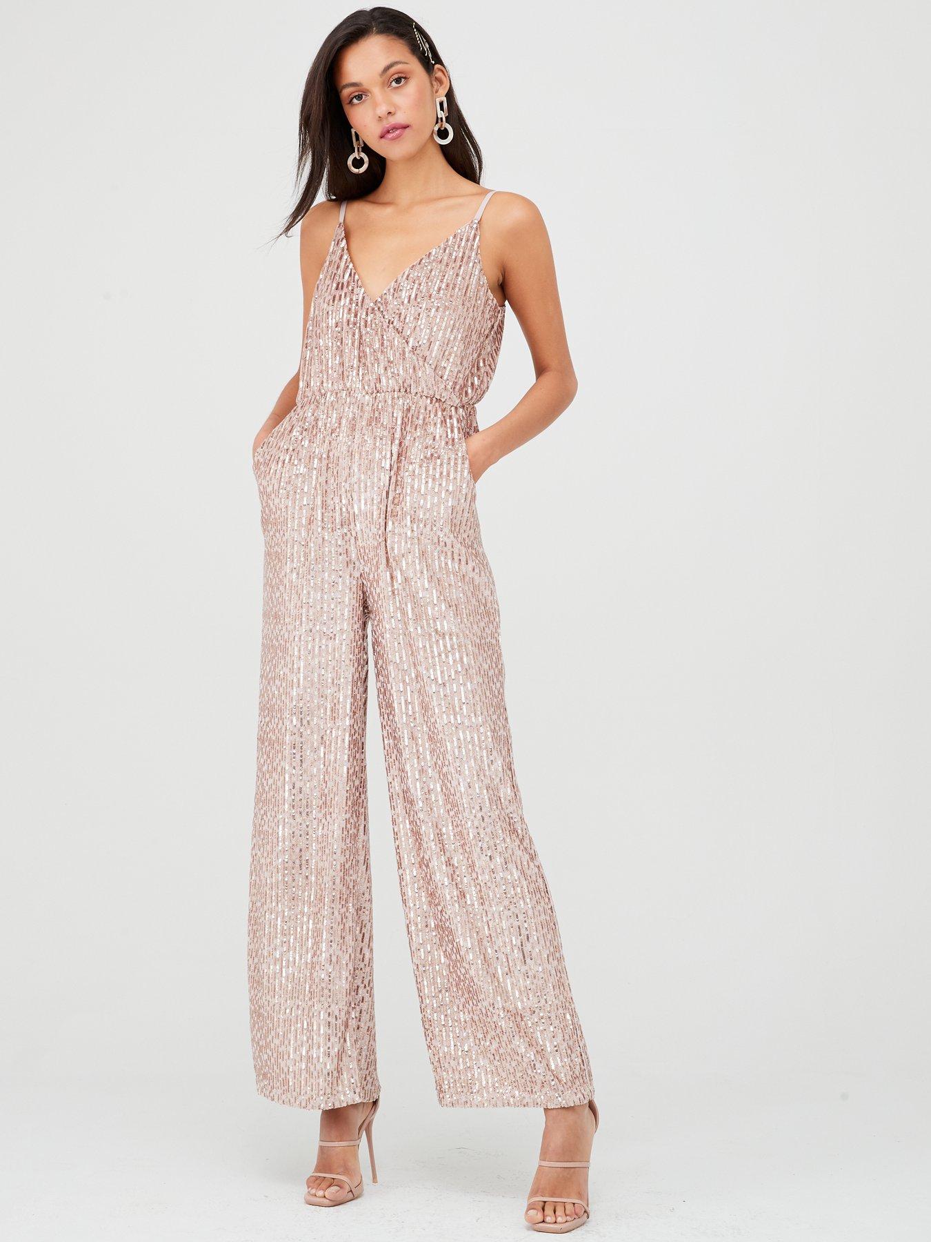 sequin jumpsuit wide leg
