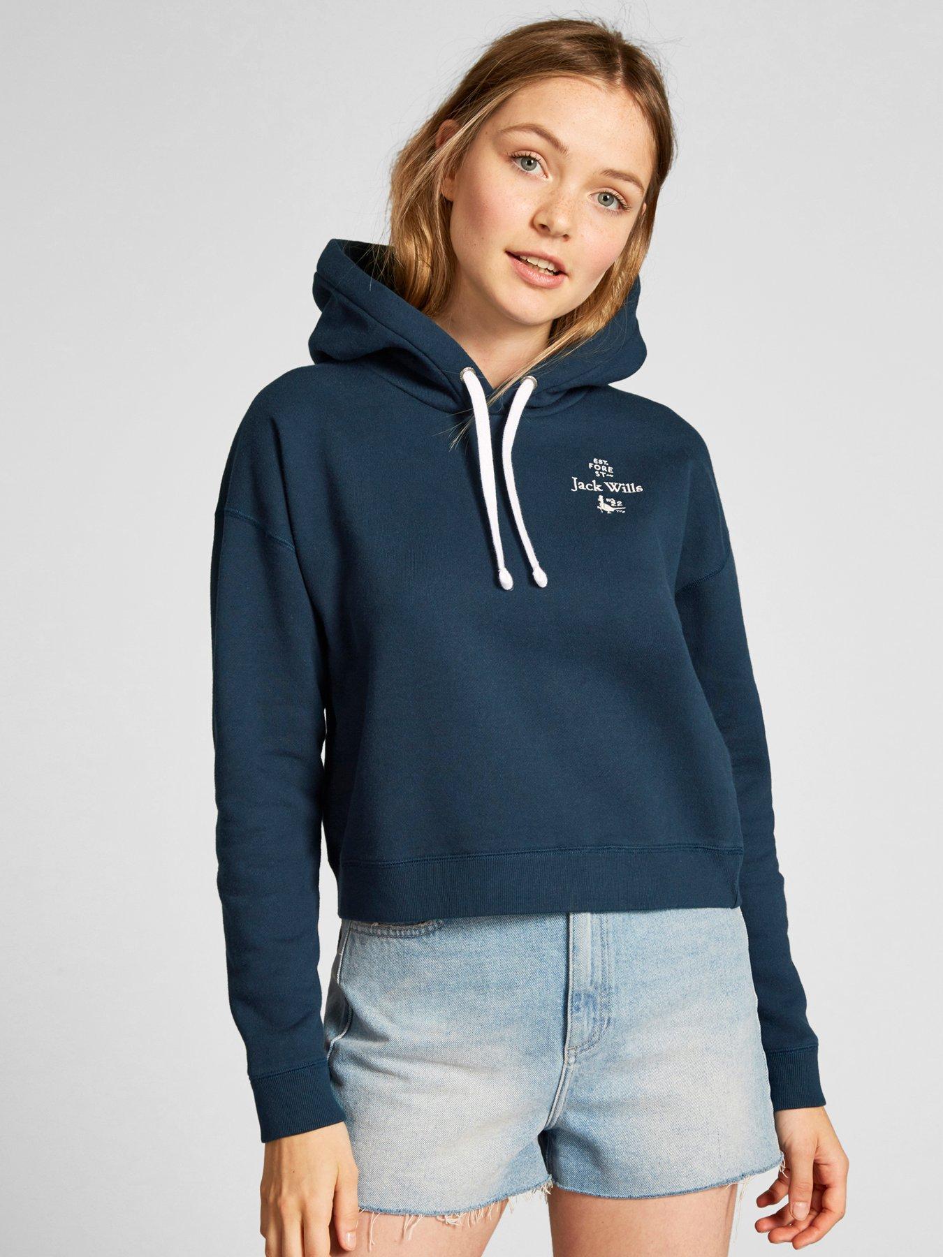 navy crop hoodie