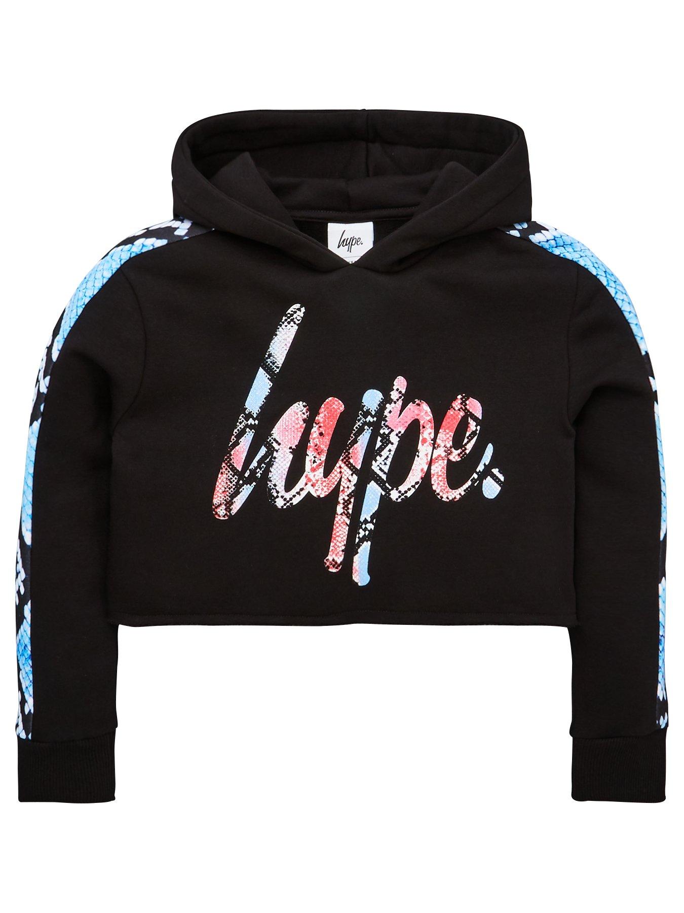 Hype Girls Snake Cropped Hoodie Black Littlewoods Com