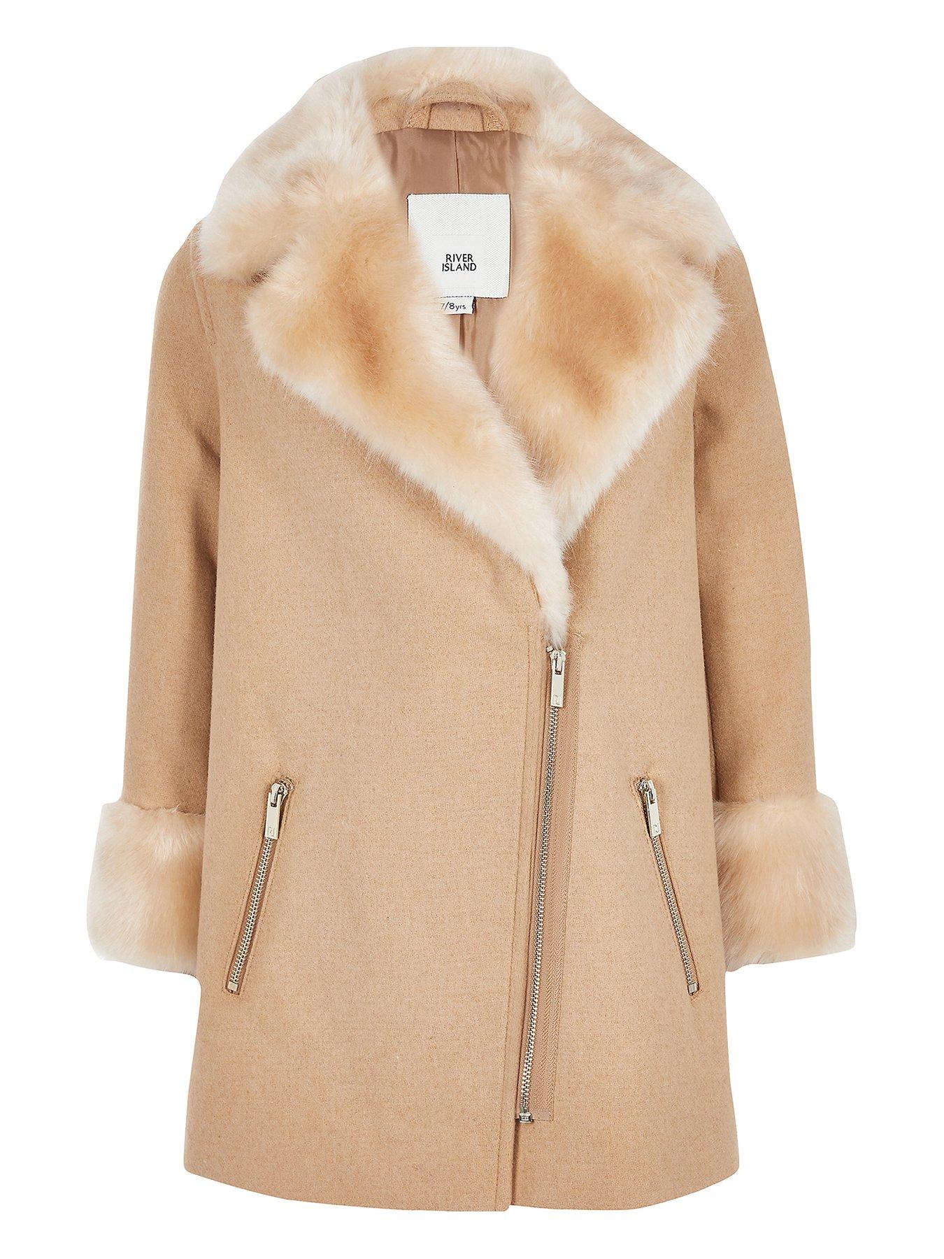 river island fur trim coat