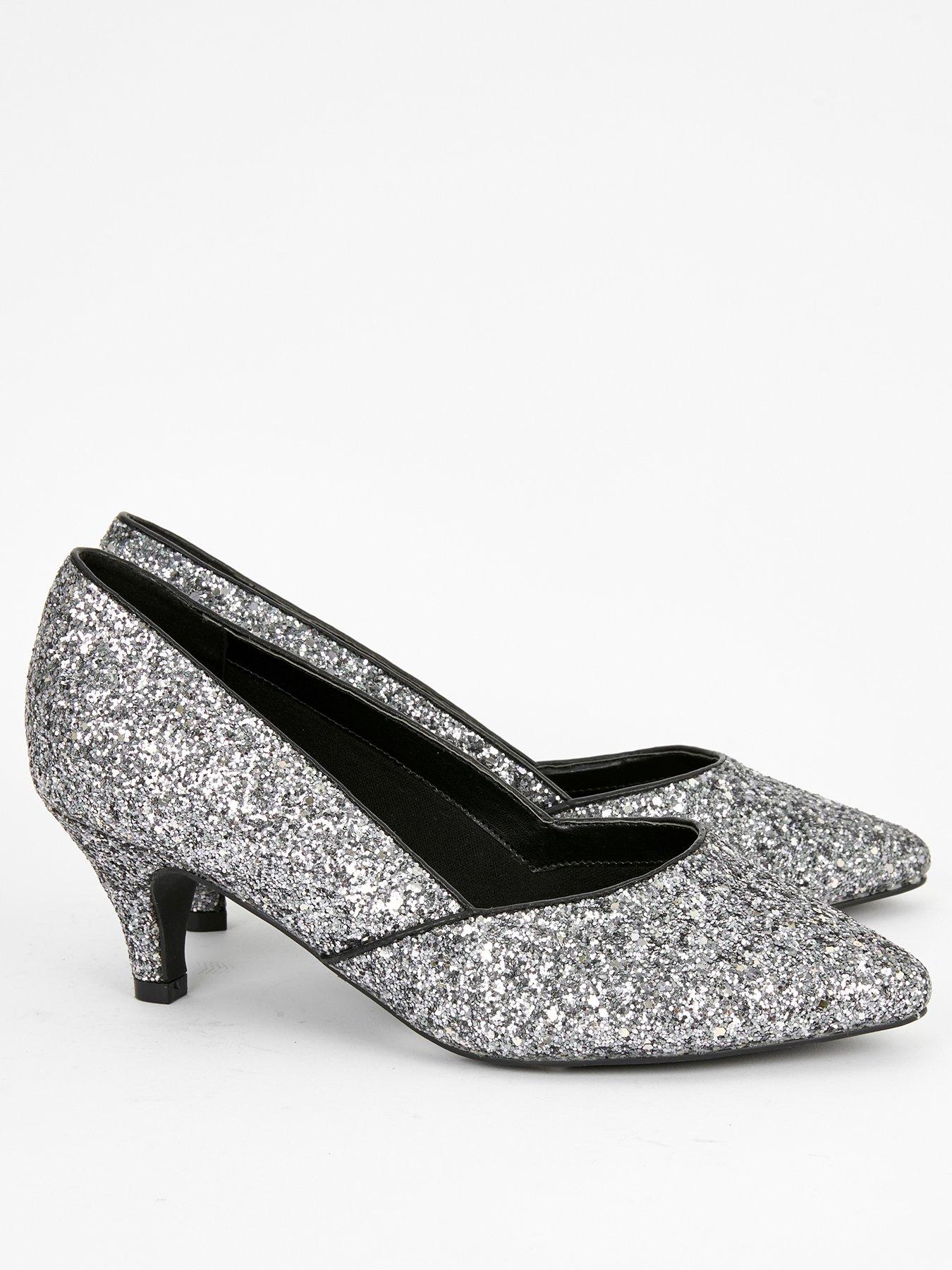 silver wide fit kitten heels