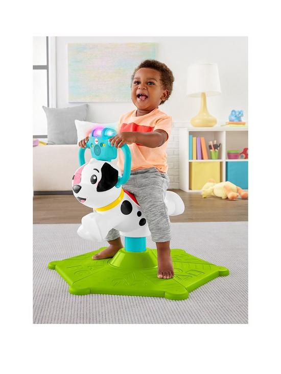 front image of fisher-price-bounce-amp-spin-puppy