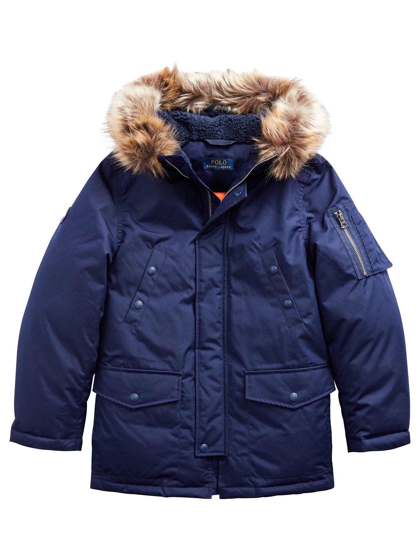 navy parka fur hood