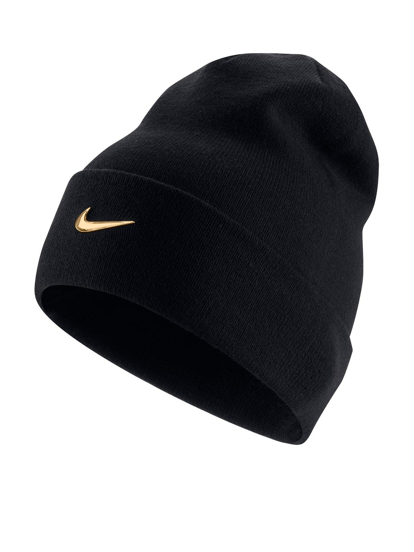black nike hat with gold swoosh