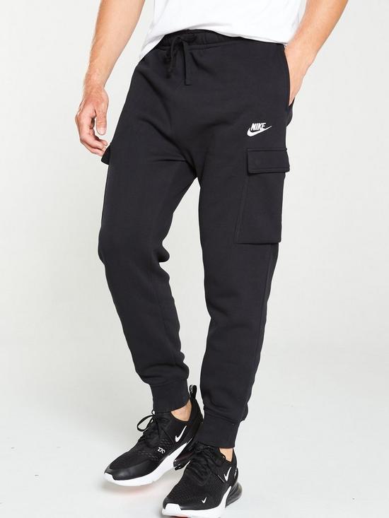 front image of nike-sportswear-club-fleece-cargo-joggers-black