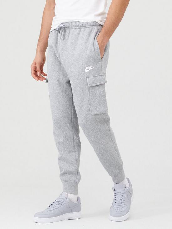 front image of nike-sportswear-club-fleece-cargo-joggers-dark-grey