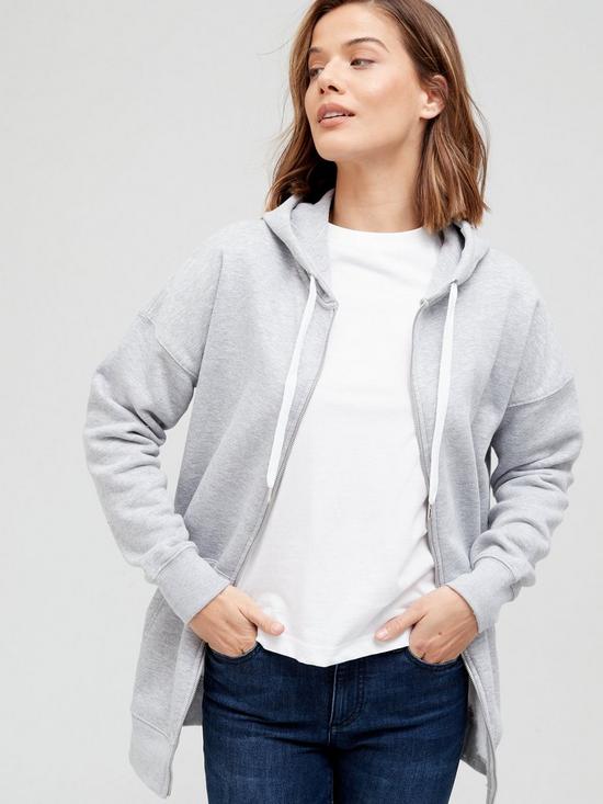 front image of v-by-very-thenbspoversized-zip-throughnbsphoodie-grey-marl
