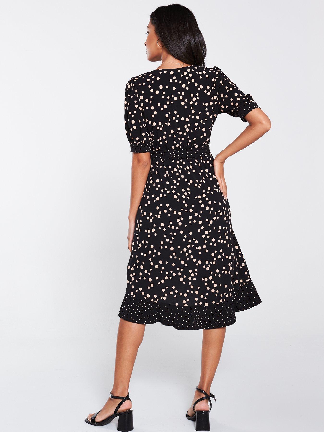 oasis spot wrap dress