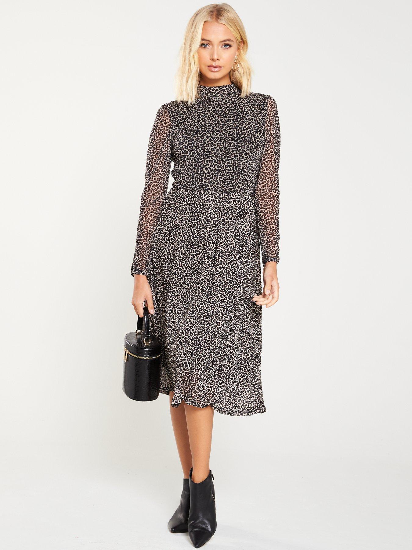 oasis leopard midi dress
