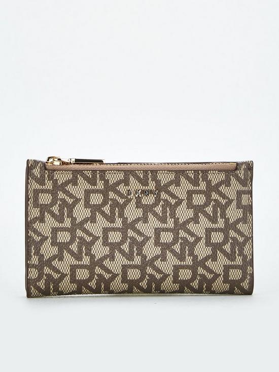 front image of dkny-the-bryant-bifoldnbspcard-holder-beige