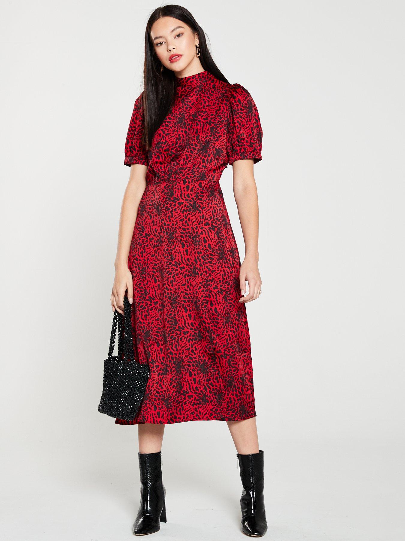 warehouse puff sleeve dress