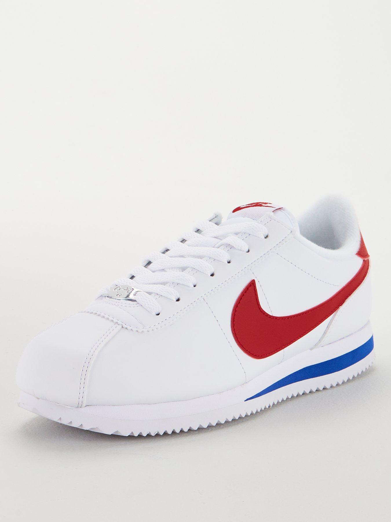 mens nike cortez white and red