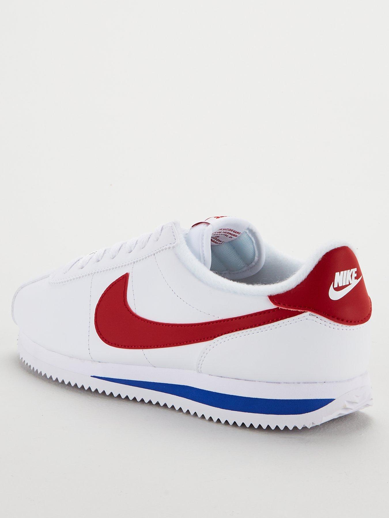 nike cortez leather blue white