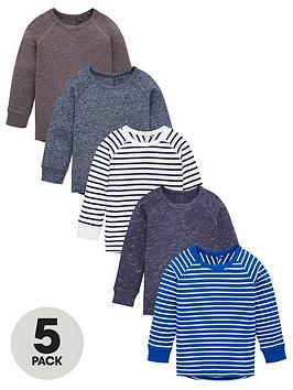 V by Very V By Very Boys 5 Pack Long Sleeve Textured T-Shirts - Blue Picture