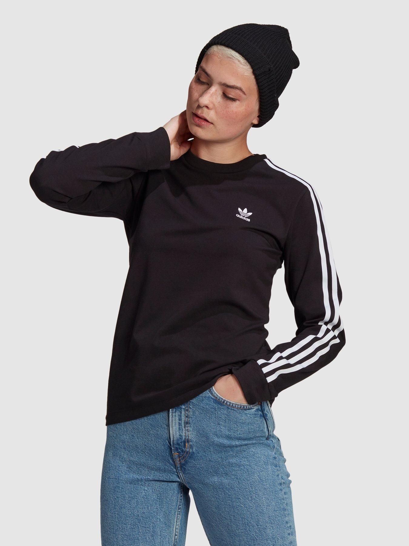 adidas originals black three stripe high neck sweatshirt
