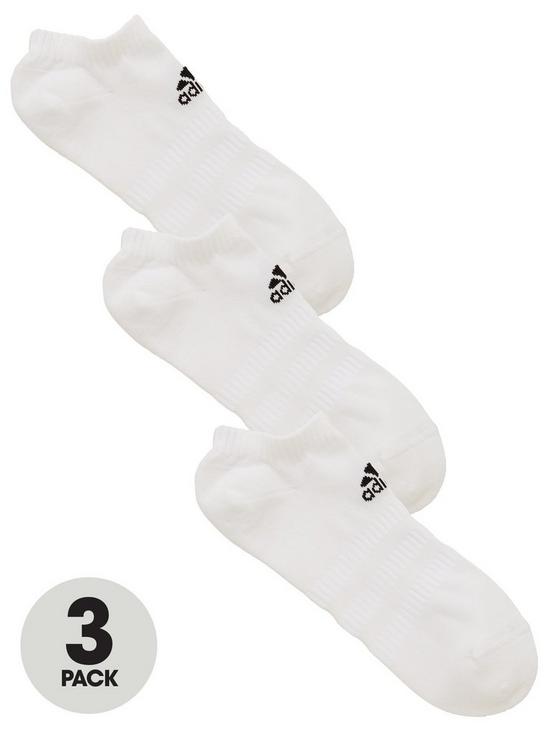 front image of adidas-3-pack-no-show-sock-white