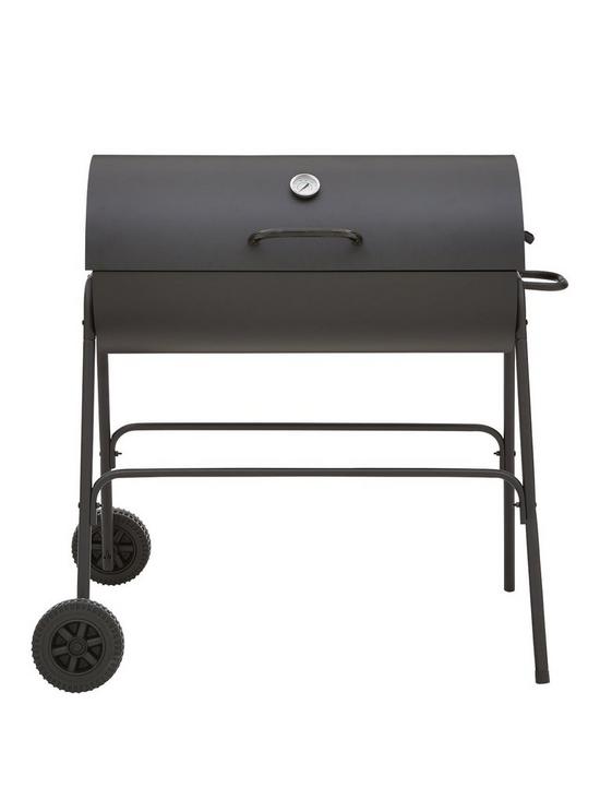 front image of oil-drum-barbecue-bbq-with-cover