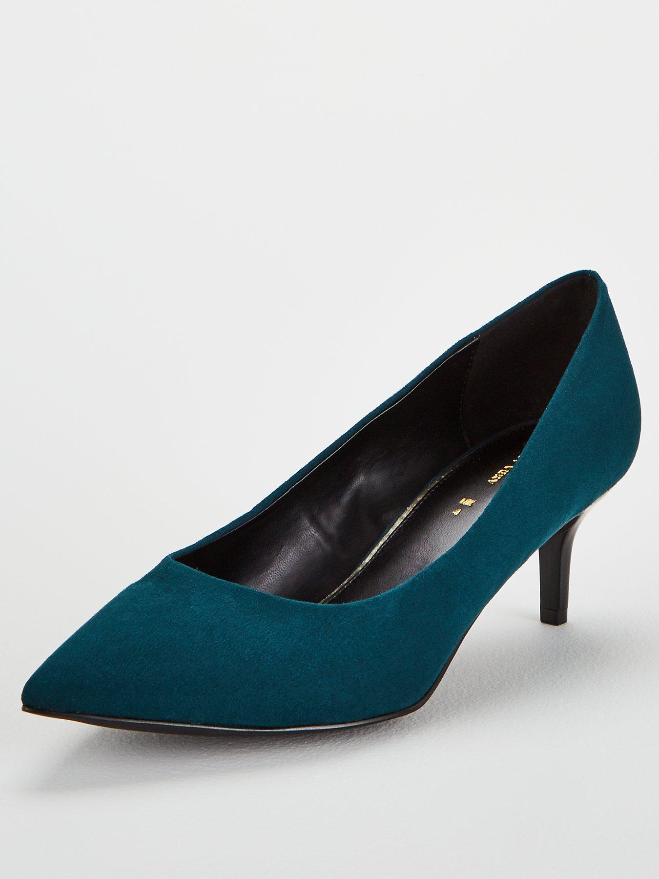 teal kitten heel shoes