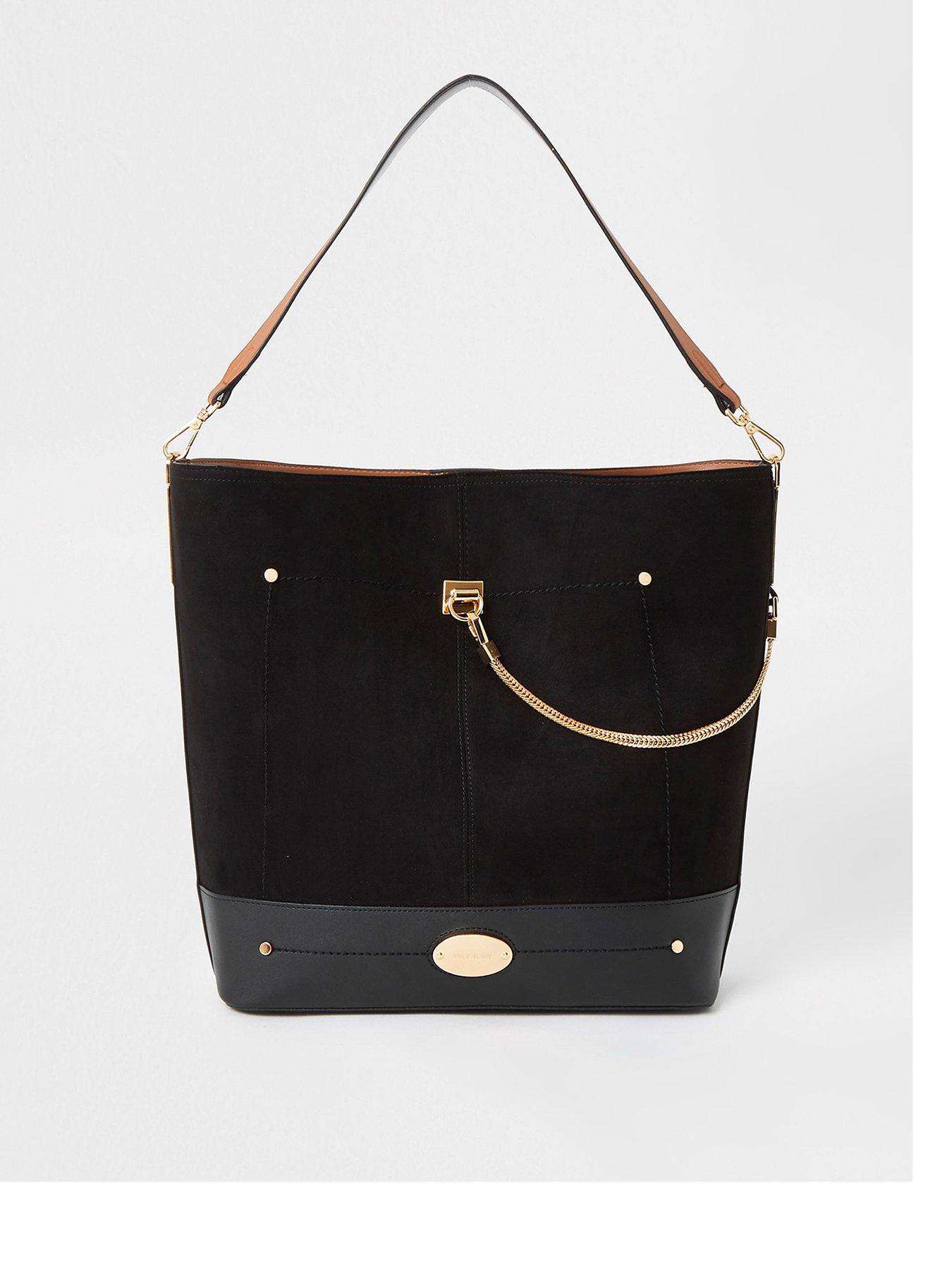 river island black chain slouch bag