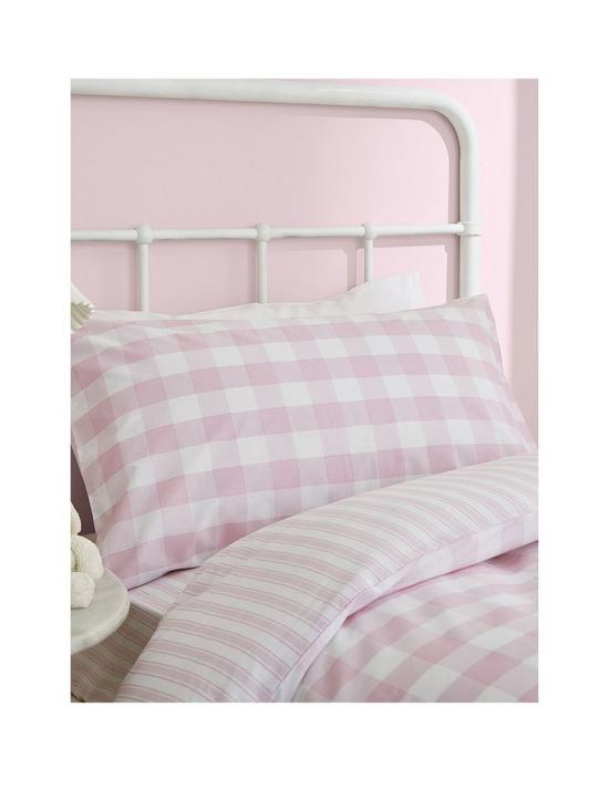 stillFront image of bianca-fine-linens-check-and-stripe-cotton-duvet-cover-set-pink