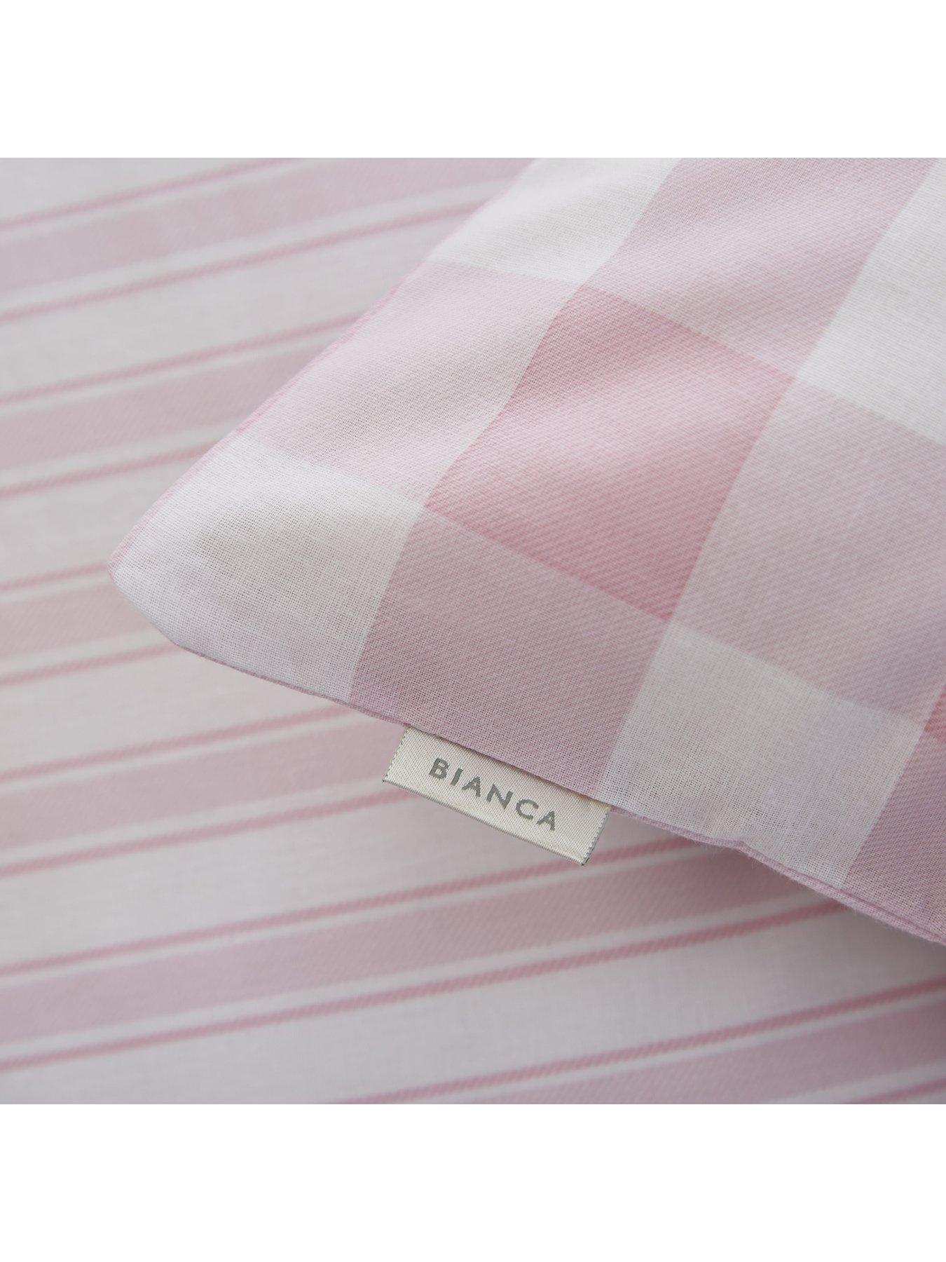 Image 3 of 5 of Bianca Fine Linens Pink Check 100% Cotton Duvet Set