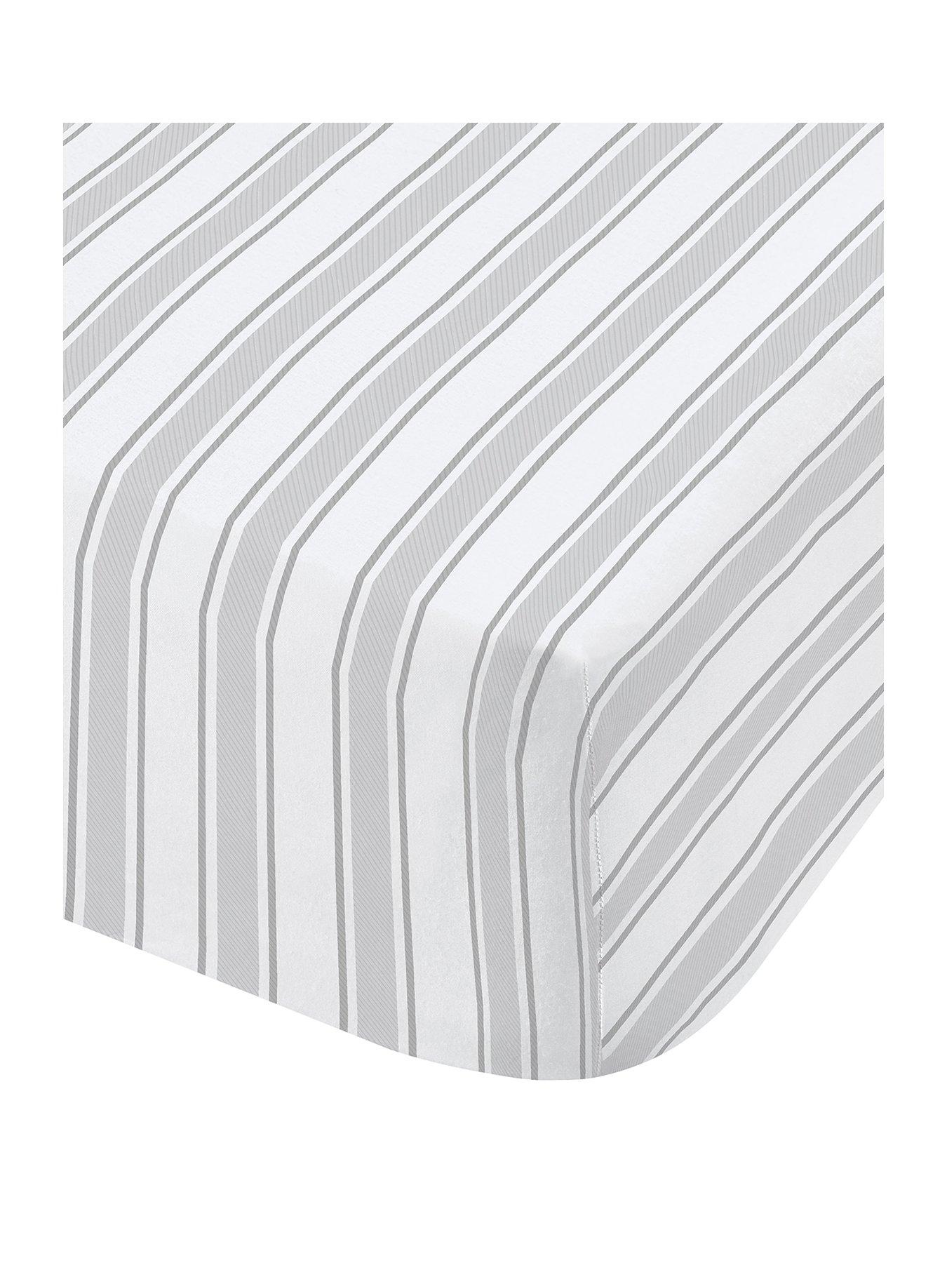  image of bianca-grey-stripe-100-cotton-fitted-sheet