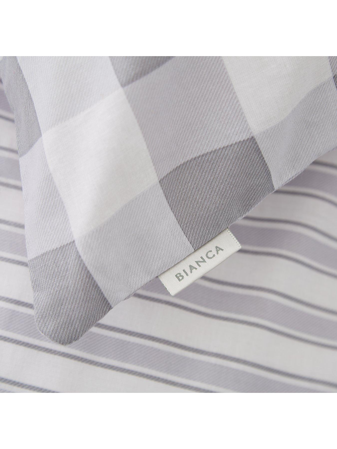 Image 4 of 6 of Bianca Grey Stripe 100% Cotton Duvet Set