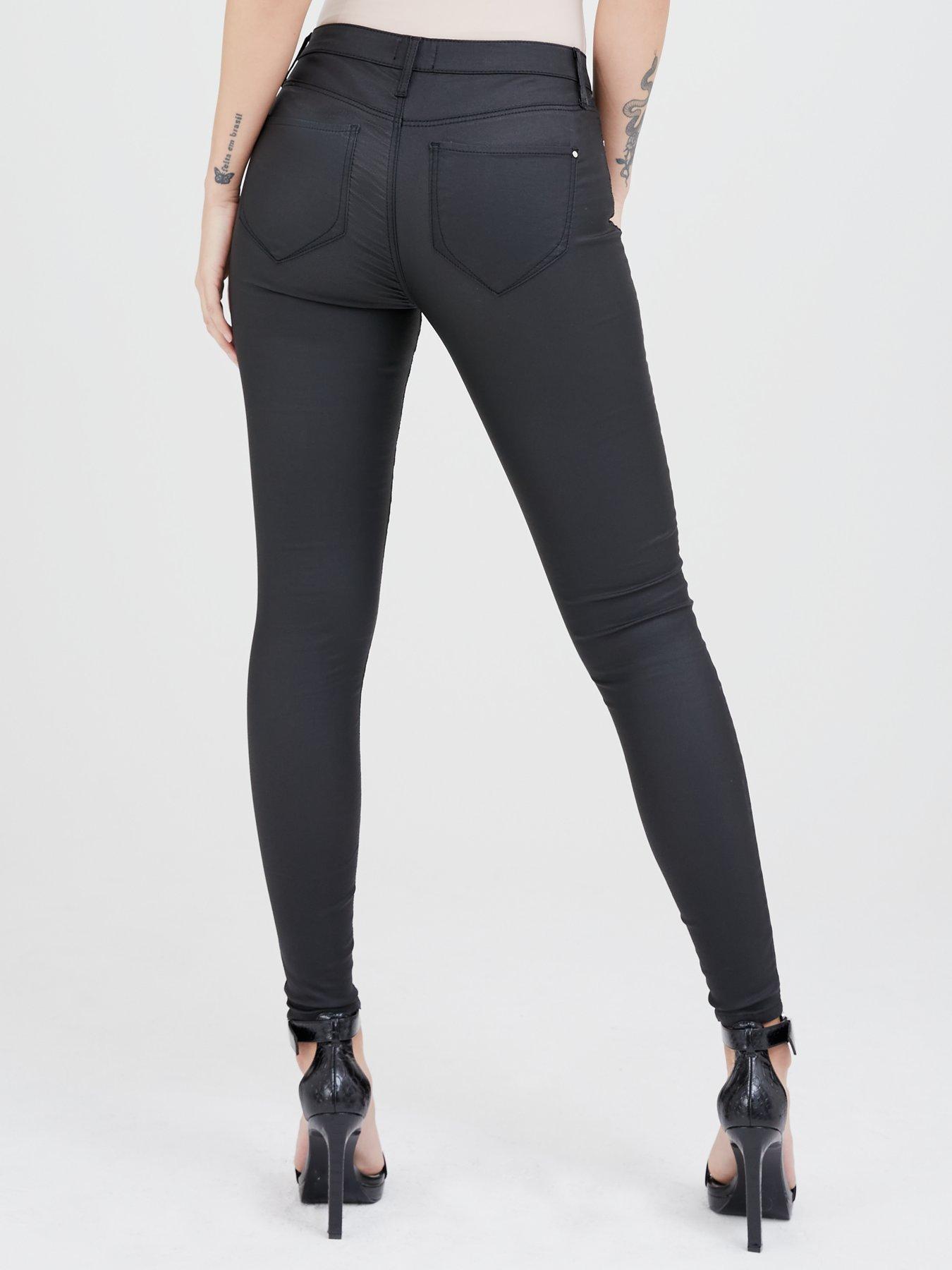 River Island high waisted coated leggings in black