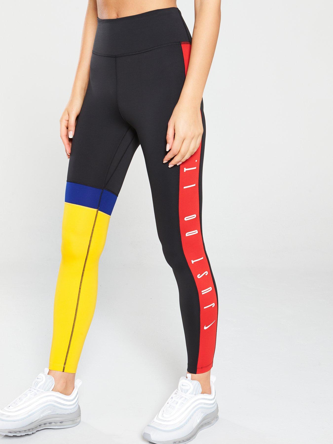 nike black and red leggings