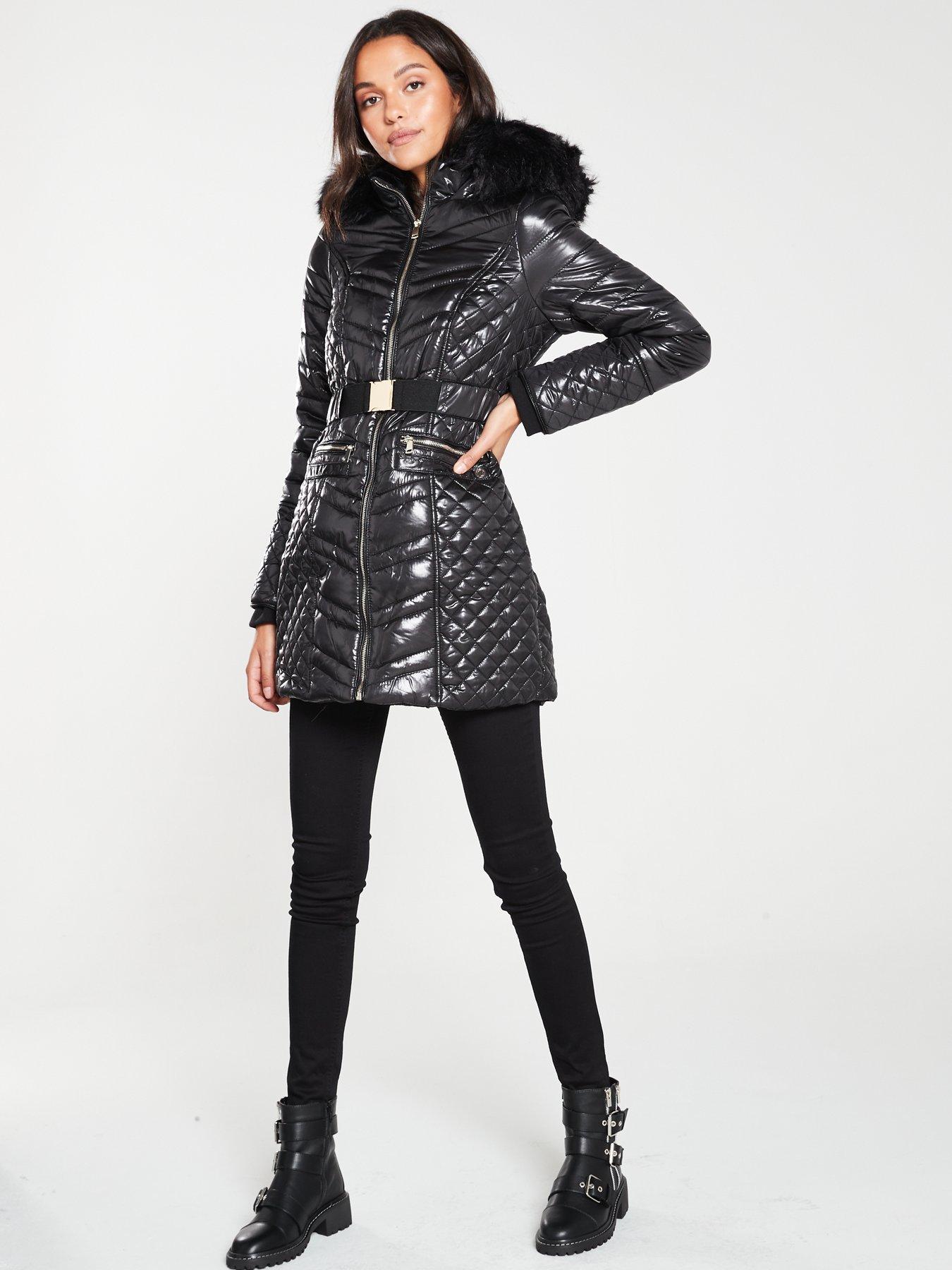 river island black padded coat