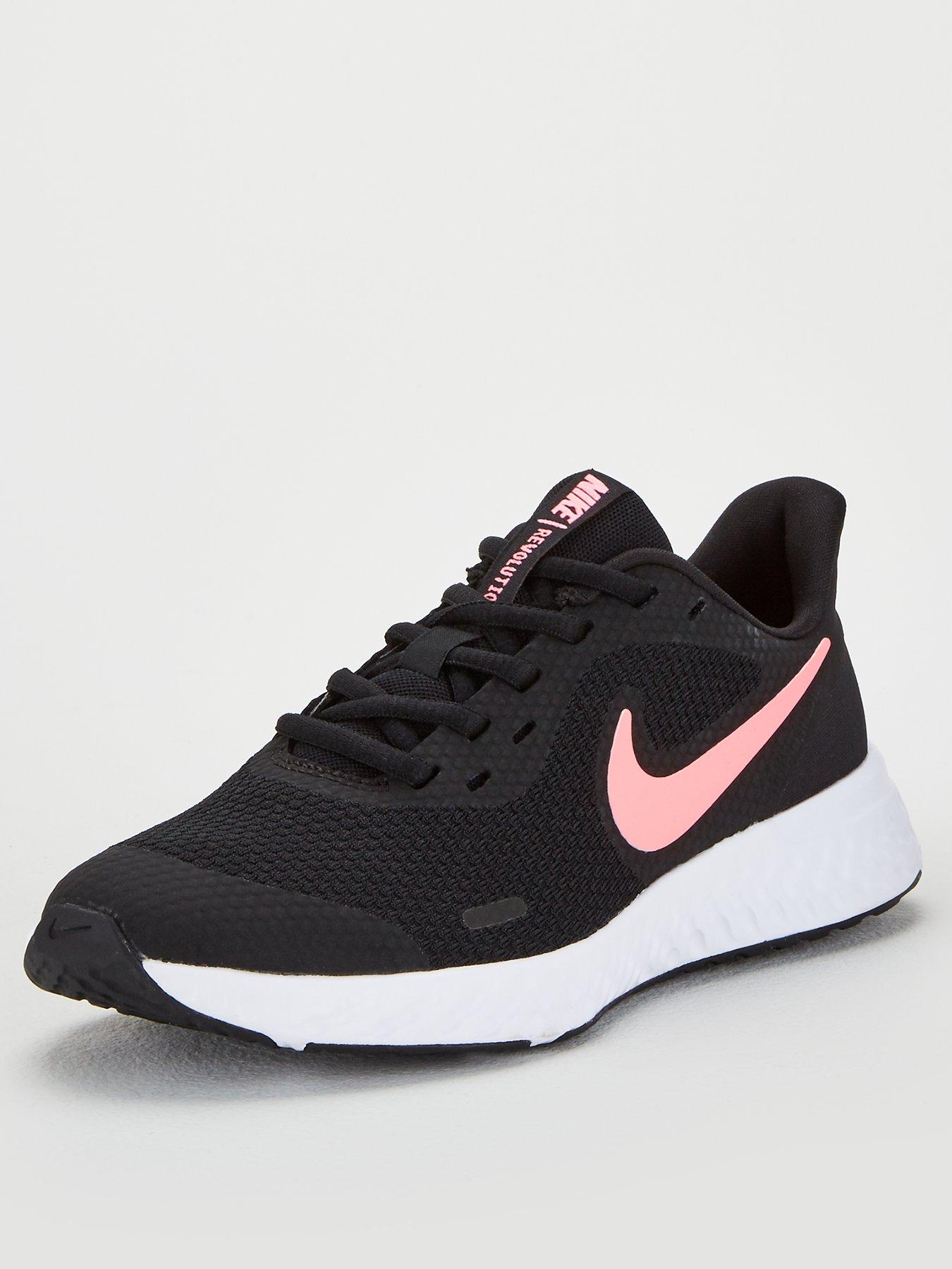 black nike trainers pink tick