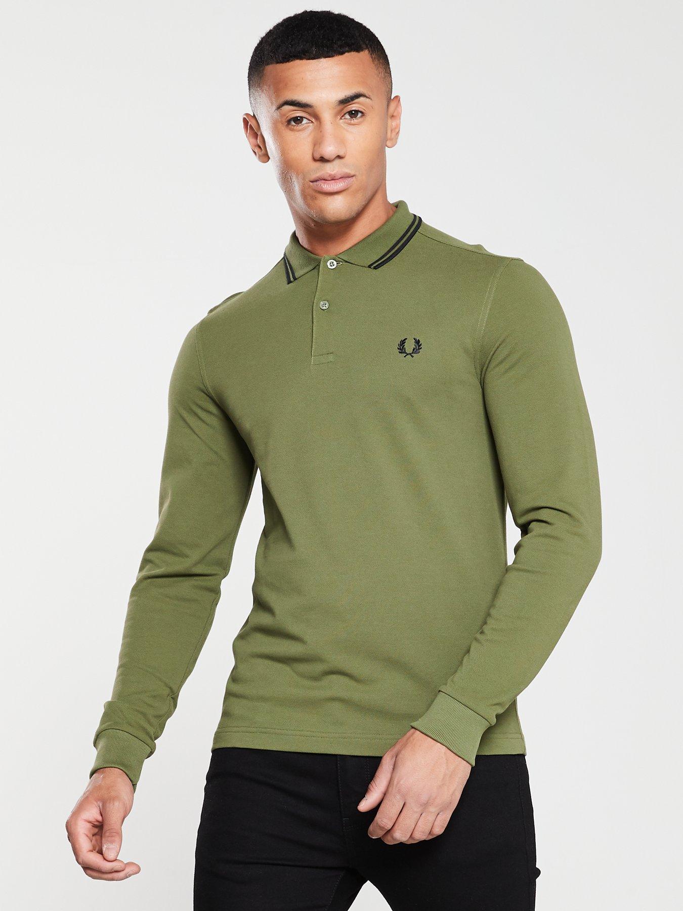 fred perry long sleeve twin tipped polo