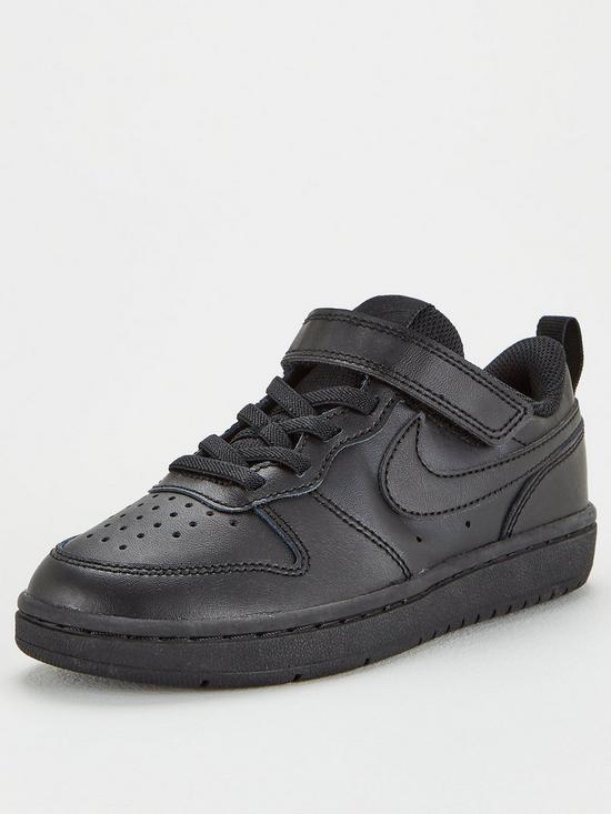 front image of nike-court-borough-low-2-childrens-trainers-black