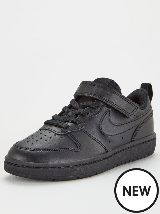 front image of nike-court-borough-low-2-childrens-trainers-black