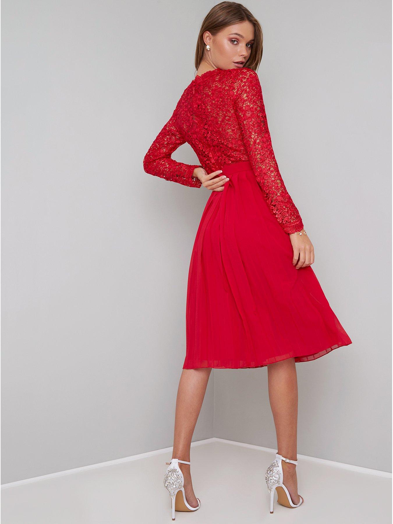 chi chi london red lace dress