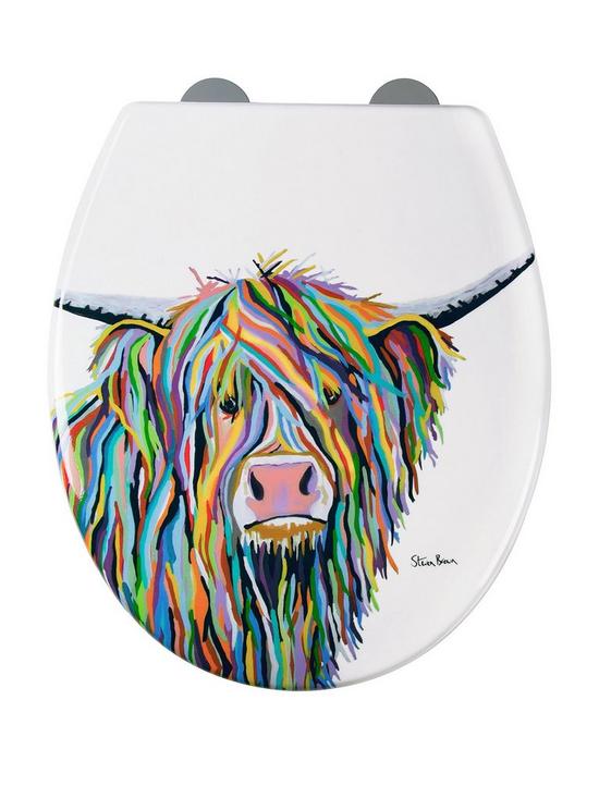 front image of croydex-steven-brown-angus-mcmoo-toilet-seat