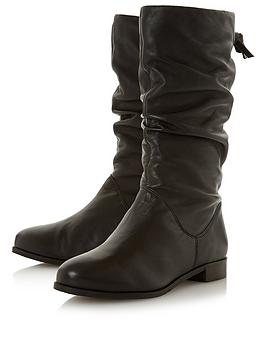 Dune London Dune London Rosalinda Wide Fit Ruched Calf Boot - Black/Leather Picture
